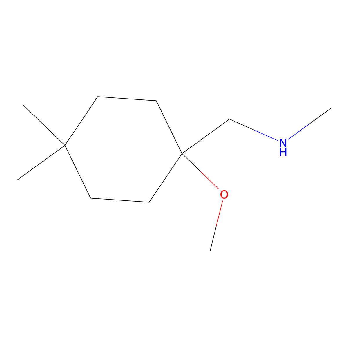 ((1-Methoxy-4,4-dimethylcyclohexyl)methyl)(methyl)amine molecular structure, CAS 1878074-61-3