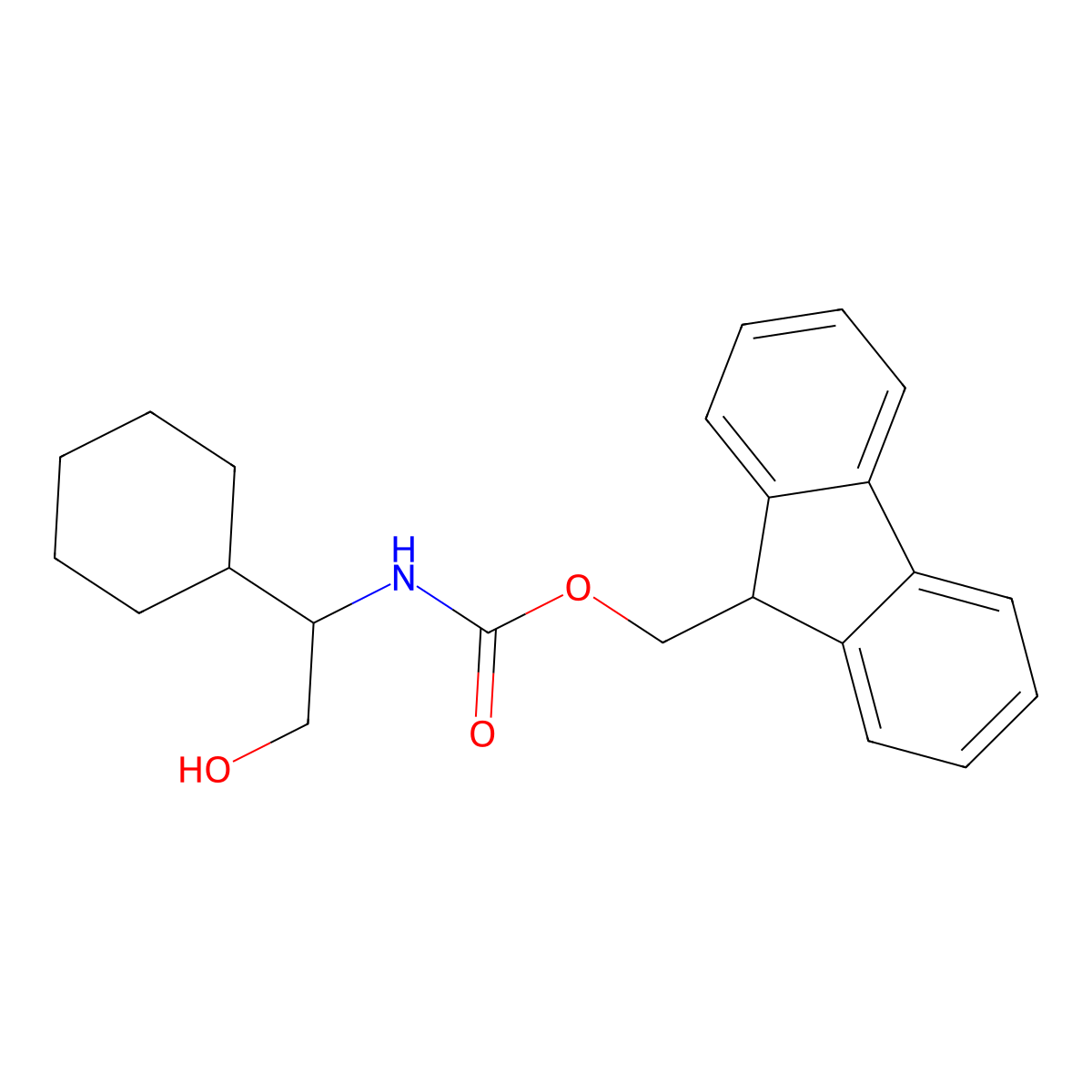 (9H-fluoren-9-yl)methyl N-(1-cyclohexyl-2-hydroxyethyl)carbamate molecular structure, CAS 1878075-43-4