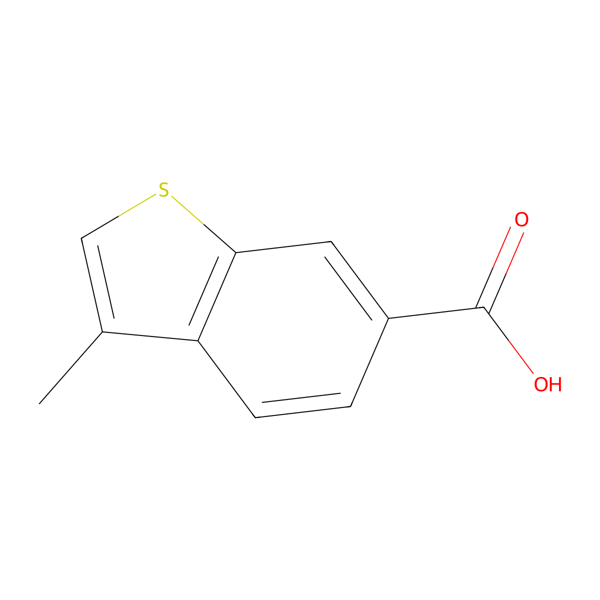3-Methyl-1-benzothiophene-6-carboxylic acid molecular structure, CAS 18781-38-9
