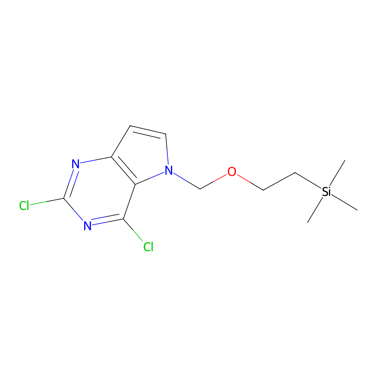 2,4-dichloro-5-((2-(trimethylsilyl)ethoxy)methyl)-5H-pyrrolo[3,2-d]pyrimidine molecular structure, CAS 1878111-51-3