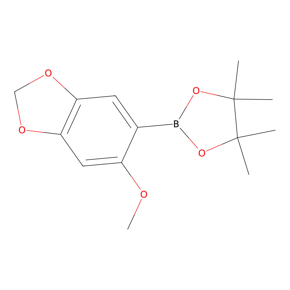 2-(6-Methoxybenzo[d][1,3]dioxol-5-yl)-4,4,5,5-tetramethyl-1,3,2-dioxaborolane molecular structure, CAS 1878120-20-7