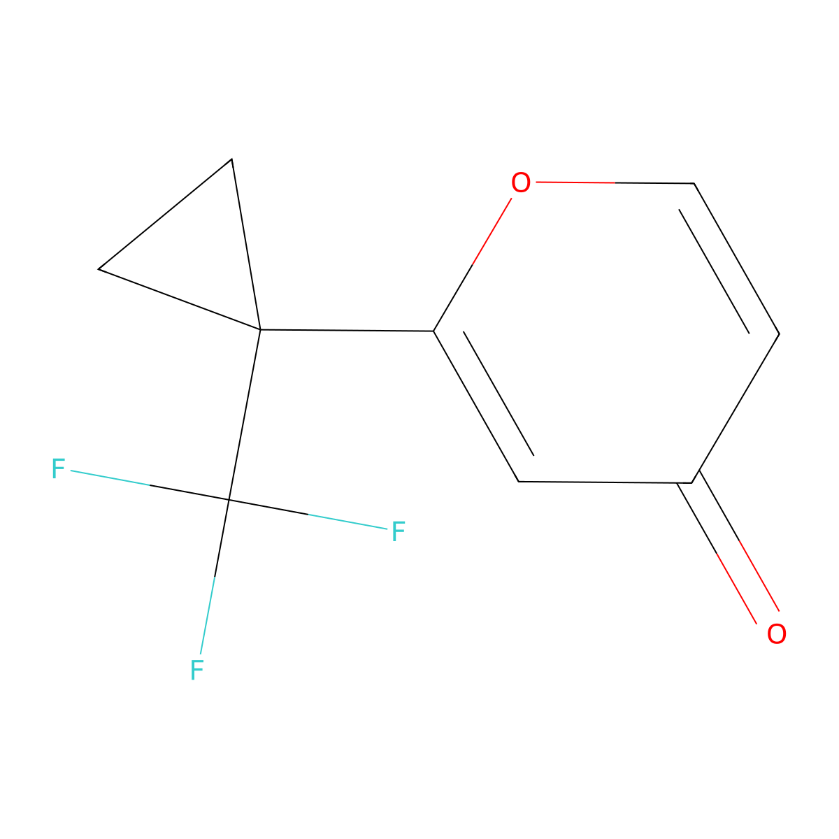2-[1-(trifluoromethyl)cyclopropyl]-4H-pyran-4-one molecular structure, CAS 1878167-03-3
