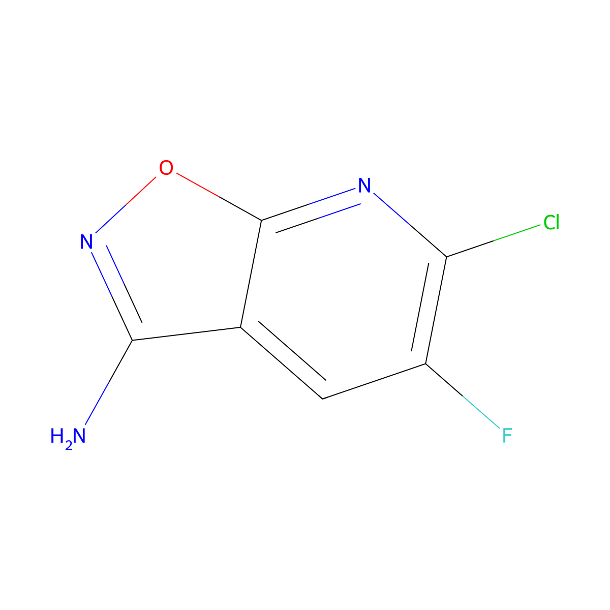 6-Chloro-5-fluoroisoxazolo[5,4-b]pyridin-3-amine molecular structure, CAS 1878200-88-4