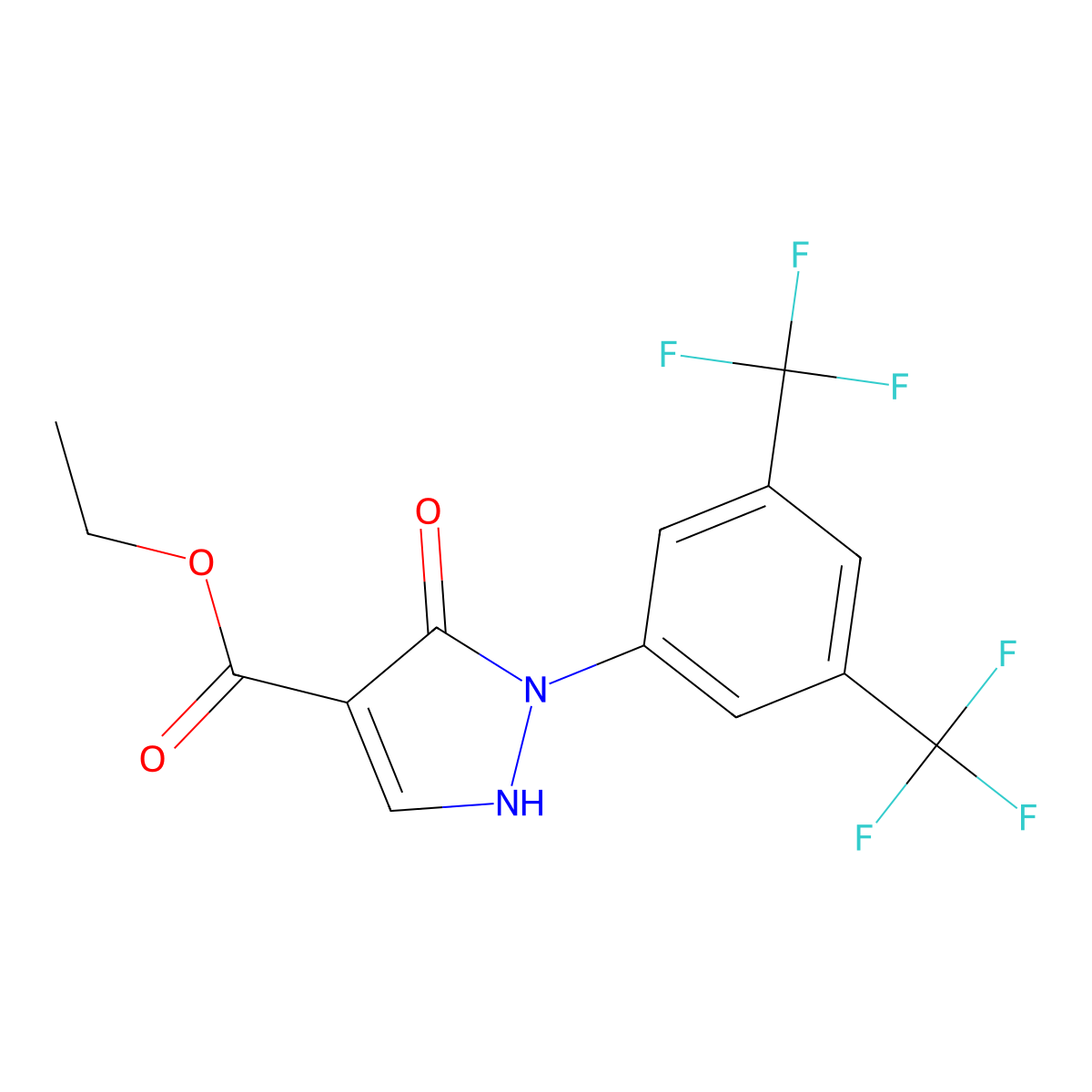 ethyl 2-[3,5-bis(trifluoromethyl)phenyl]-3-oxo-2,3-dihydro-1H-pyrazole-4-carboxylate molecular structure, CAS 1878204-21-7