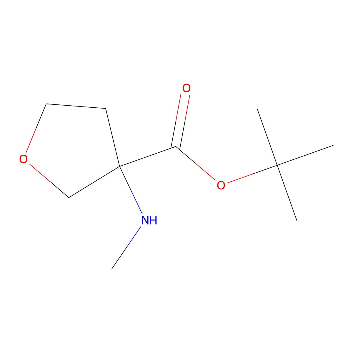 Tert-butyl 3-(methylamino)oxolane-3-carboxylate molecular structure, CAS 1878212-62-4