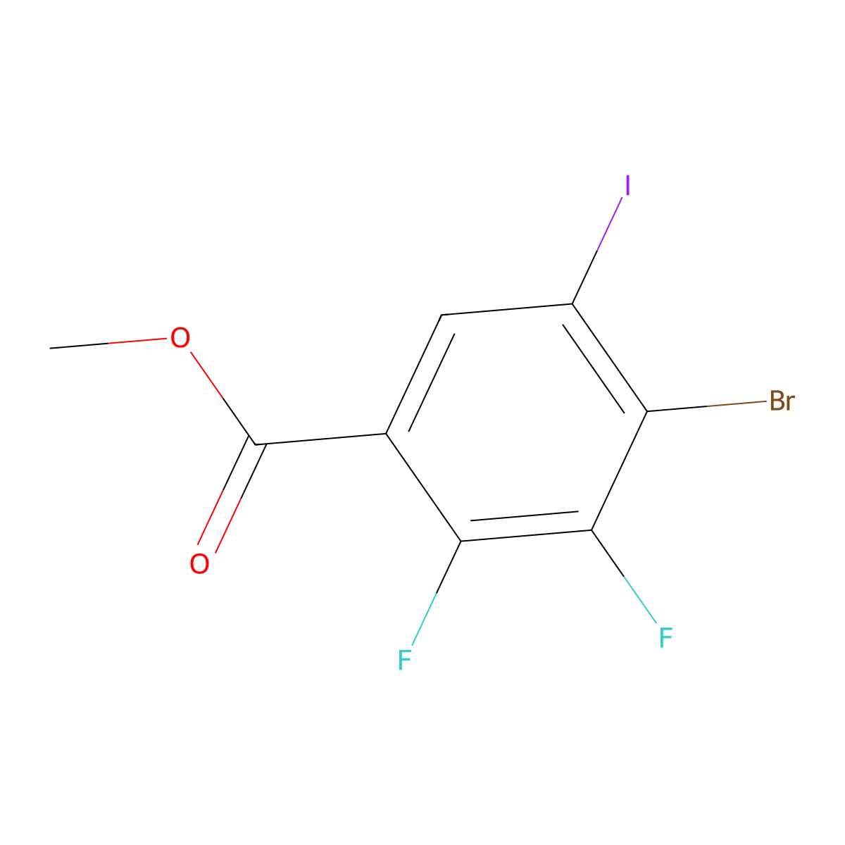 Methyl 4-bromo-2,3-difluoro-5-iodobenzoate molecular structure, CAS 1878217-46-9
