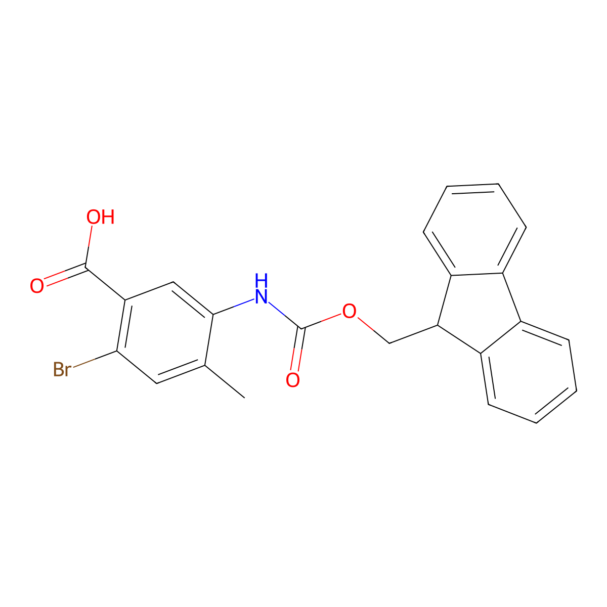 2-bromo-5-({[(9H-fluoren-9-yl)methoxy]carbonyl}amino)-4-methylbenzoic acid molecular structure, CAS 1878266-35-3