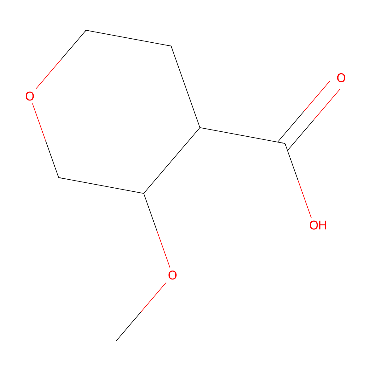 3-Methoxytetrahydro-2H-pyran-4-carboxylic acid molecular structure, CAS 1878309-30-8