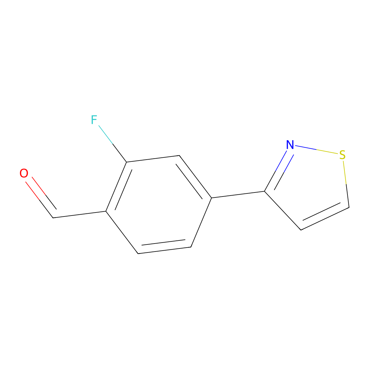 2-Fluoro-4-(1,2-thiazol-3-yl)benzaldehyde molecular structure, CAS 1878317-29-3