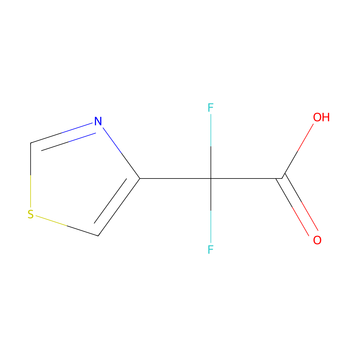 2,2-Difluoro-2-(1,3-thiazol-4-yl)acetic acid molecular structure, CAS 1878318-83-2