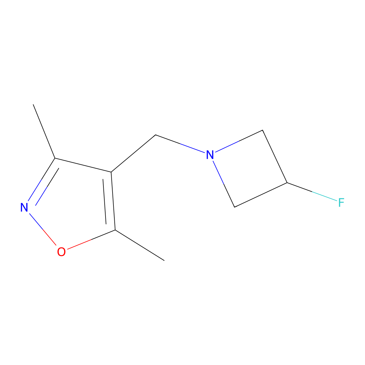 4-[(3-Fluoroazetidin-1-yl)methyl]-3,5-dimethyl-1,2-oxazole molecular structure, CAS 1878358-07-6