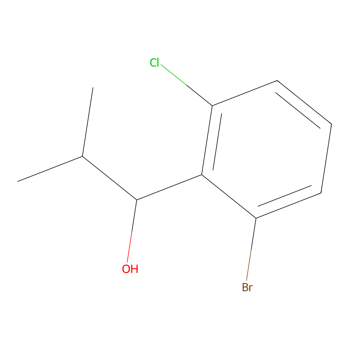 1-(2-Bromo-6-chlorophenyl)-2-methylpropan-1-ol molecular structure, CAS 1878366-07-4