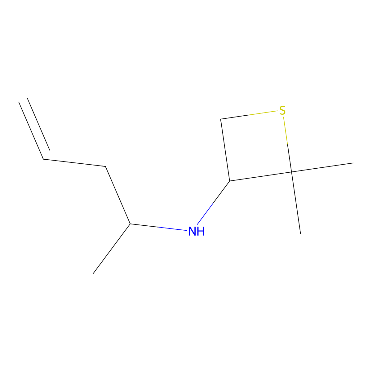 2,2-Dimethyl-N-(pent-4-en-2-yl)thietan-3-amine molecular structure, CAS 1878368-24-1