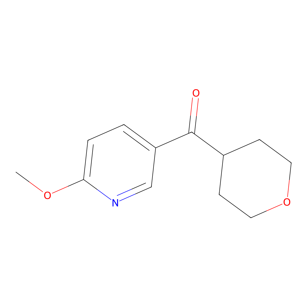 (6-Methoxy-3-pyridinyl)(tetrahydro-2H-pyran-4-yl)methanone molecular structure, CAS 1878372-55-4