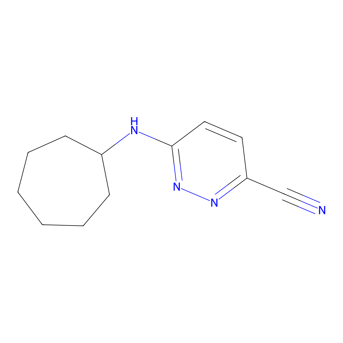 6-(Cycloheptylamino)pyridazine-3-carbonitrile molecular structure, CAS 1878439-36-1