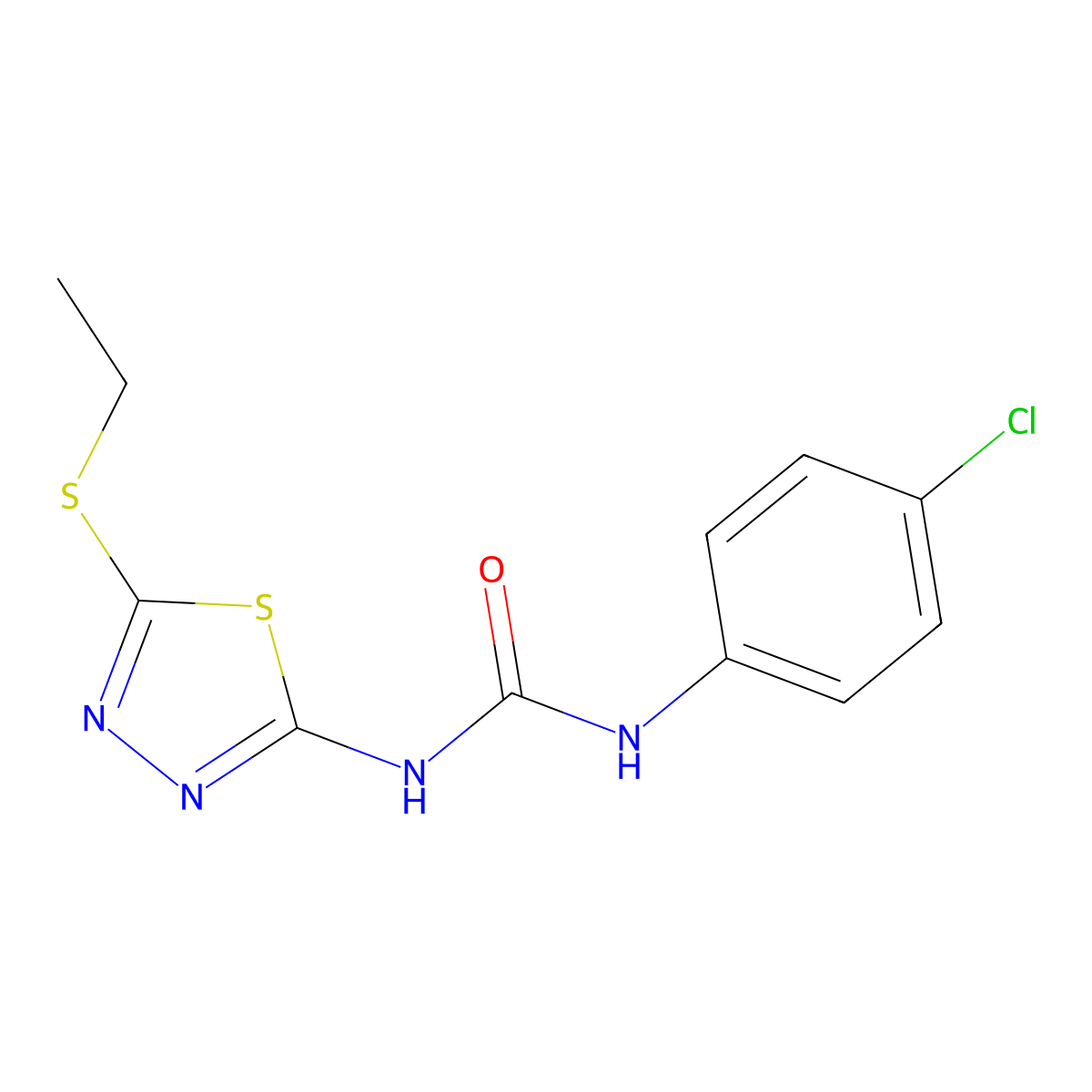 1-(4-Chlorophenyl)-3-(5-(ethylthio)-1,3,4-thiadiazol-2-yl)urea molecular structure, CAS 187850-66-4