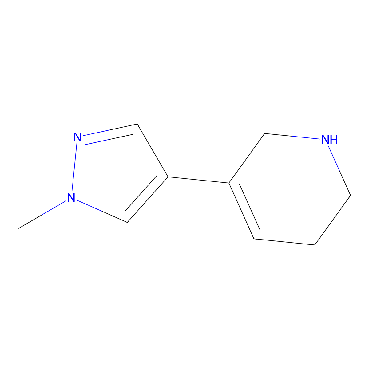 5-(1-methyl-1H-pyrazol-4-yl)-1,2,3,6-tetrahydropyridine molecular structure, CAS 1878644-61-1