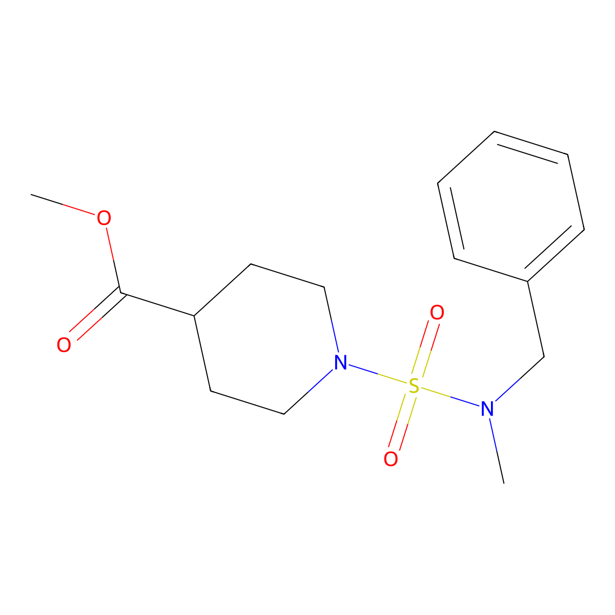 Methyl 1-[benzyl(methyl)sulfamoyl]piperidine-4-carboxylate molecular structure, CAS 1878647-44-9