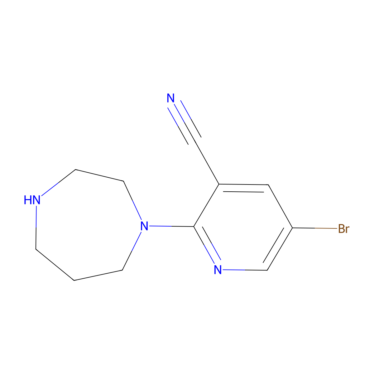 5-Bromo-2-(1,4-diazepan-1-yl)pyridine-3-carbonitrile molecular structure, CAS 1878659-67-6