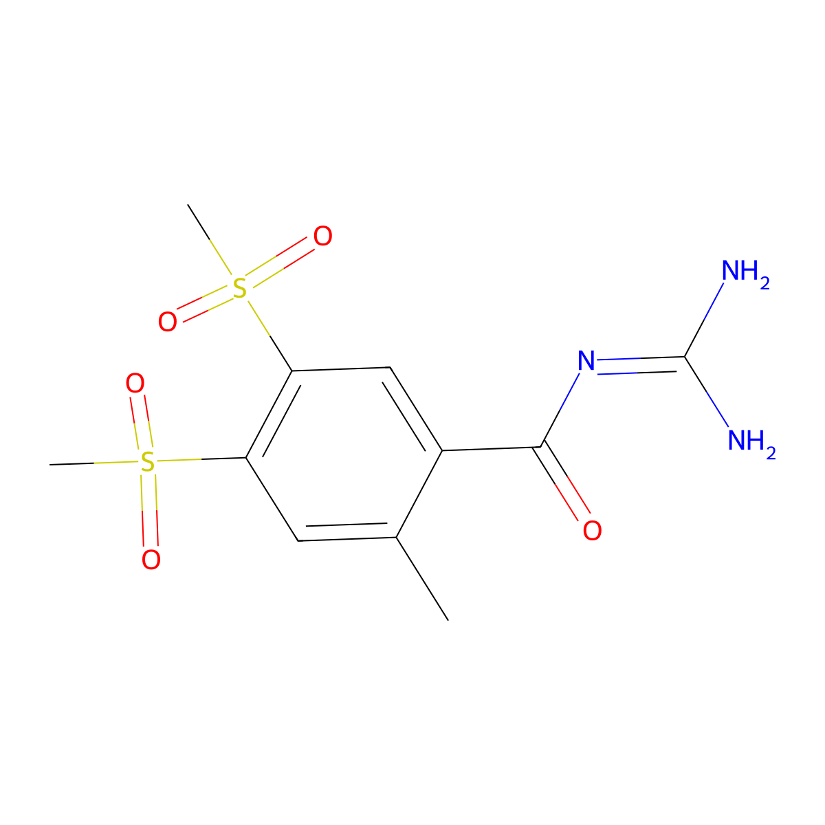 N-(2-Methyl-4,5-bis(methylsulfonyl)benzoyl)guanidine molecular structure, CAS 187870-78-6