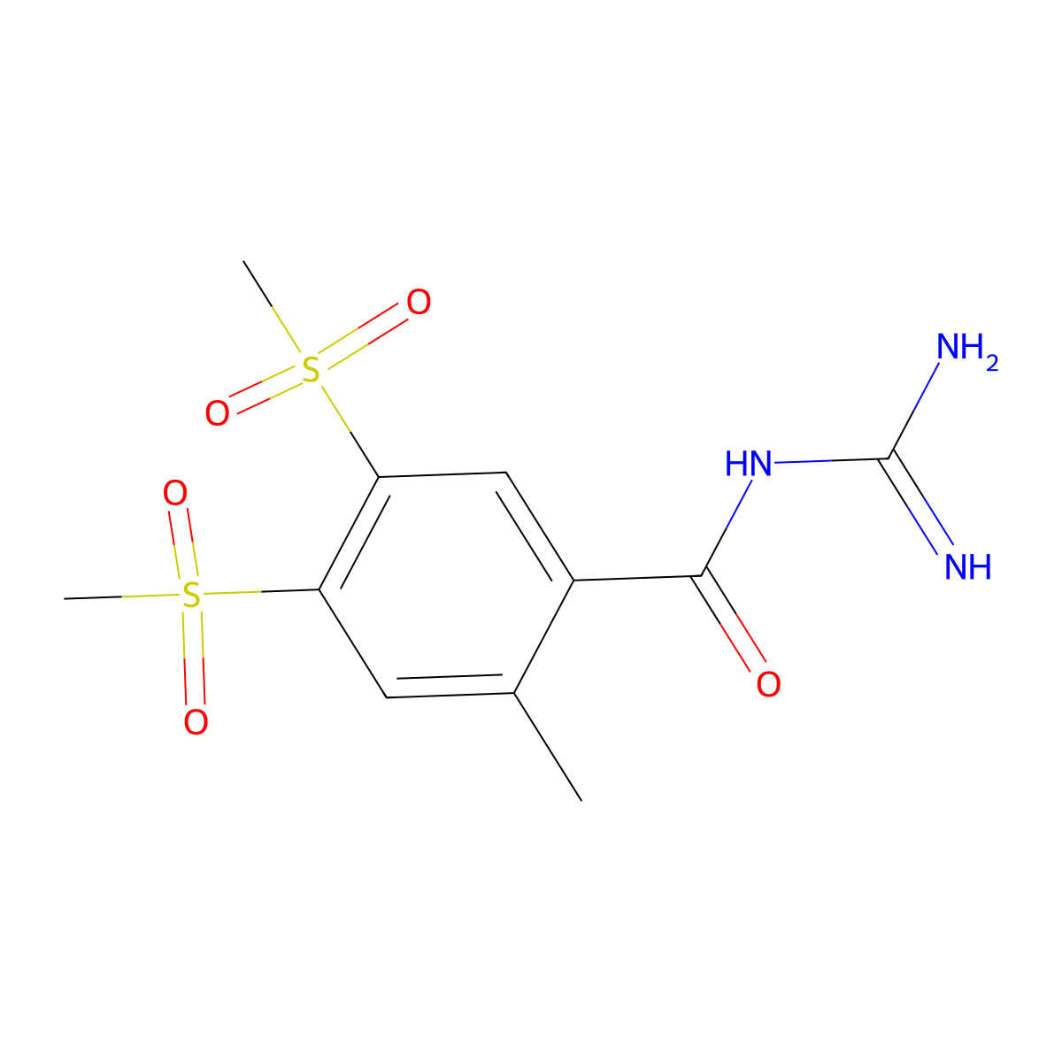 N-(2-Methyl-4,5-bis(methylsulfonyl)benzoyl)guanidine molecular structure, CAS 187870-78-6