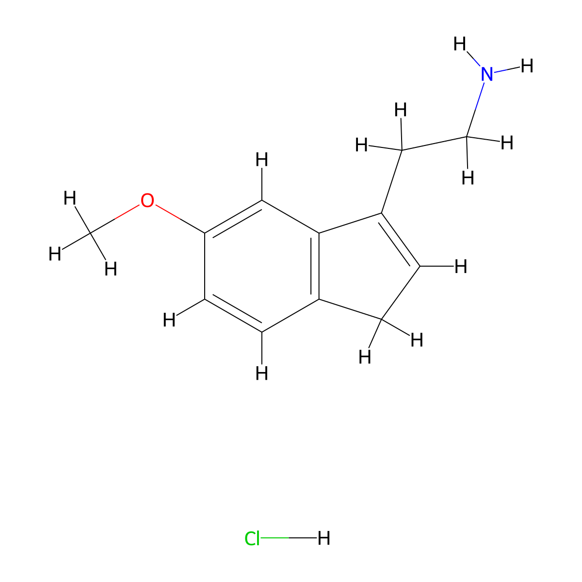 2-(5-methoxy-1H-inden-3-yl)ethan-1-amine hydrochloride molecular structure, CAS 187872-62-4