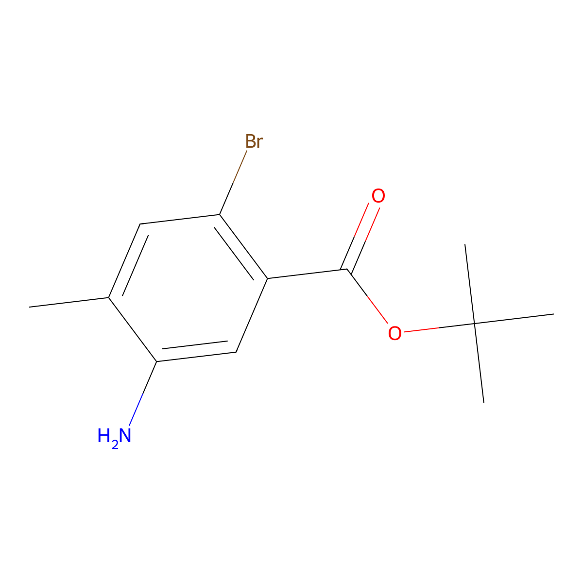 Tert-butyl 5-amino-2-bromo-4-methylbenzoate molecular structure, CAS 1878744-92-3