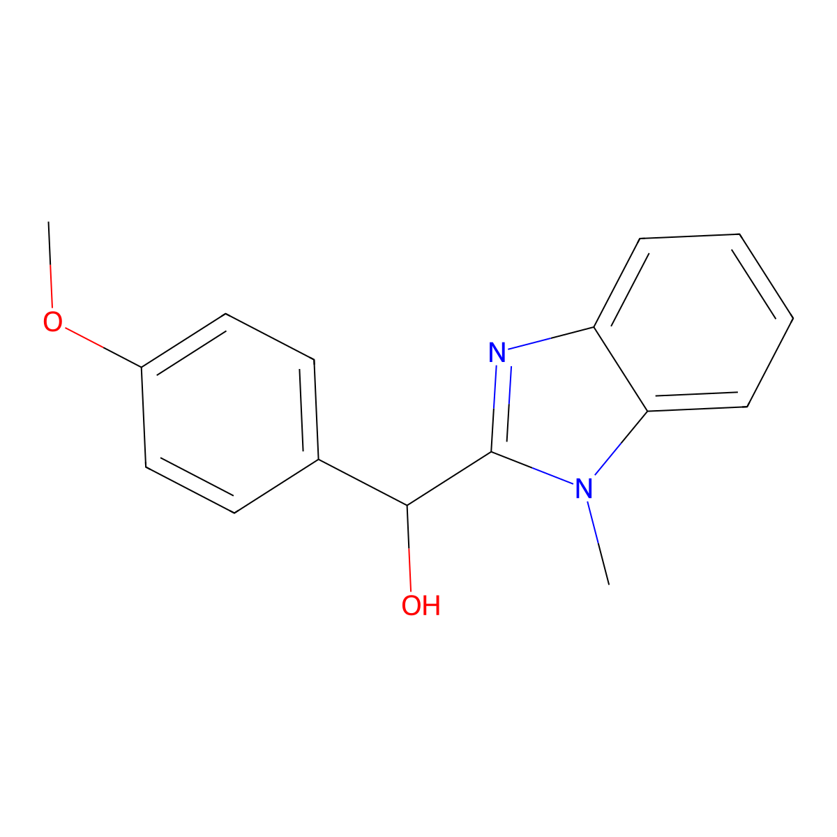 (4-Methoxyphenyl)-(1-methylbenzimidazol-2-yl)methanol molecular structure, CAS 187875-33-8