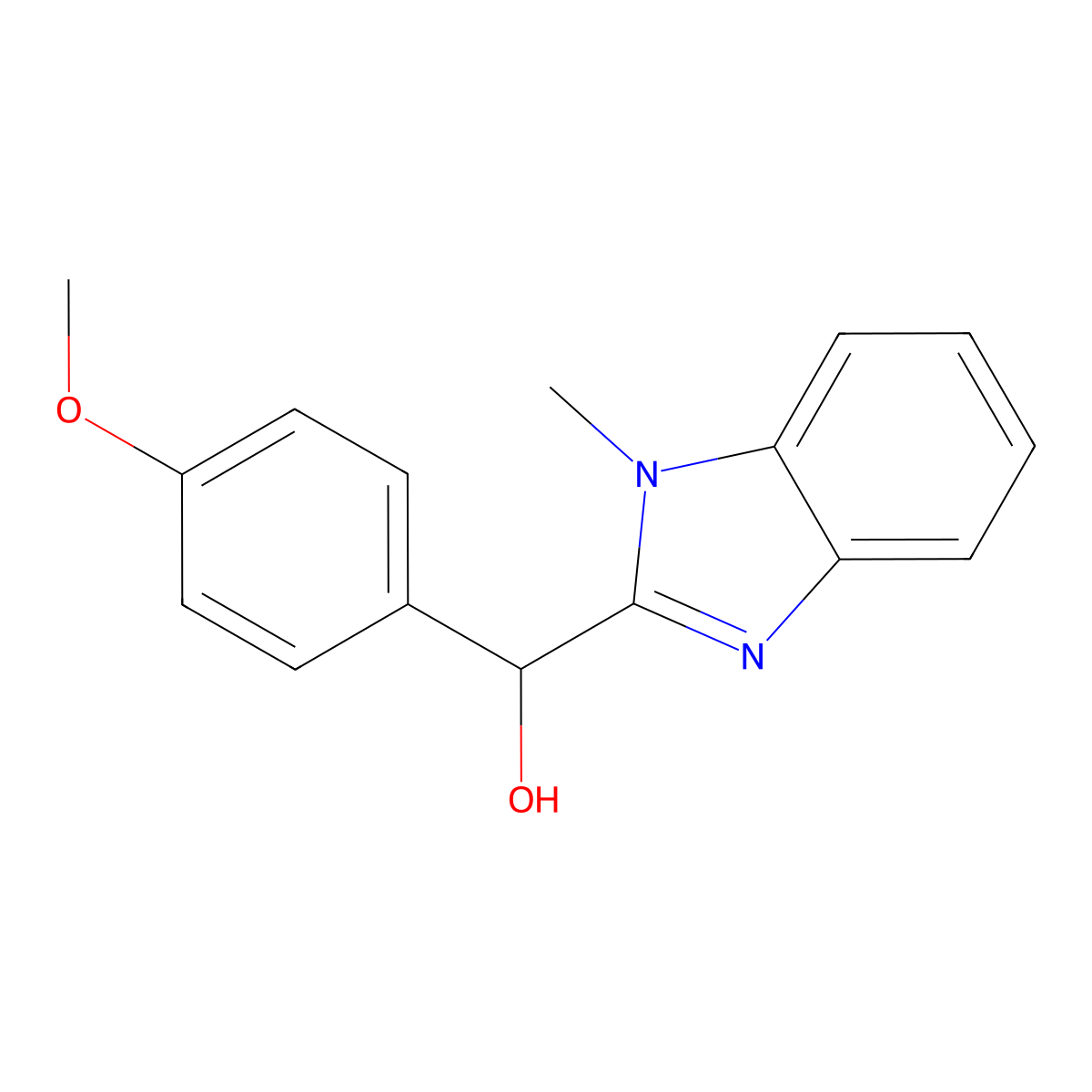 (4-Methoxyphenyl)-(1-methylbenzimidazol-2-yl)methanol molecular structure, CAS 187875-33-8