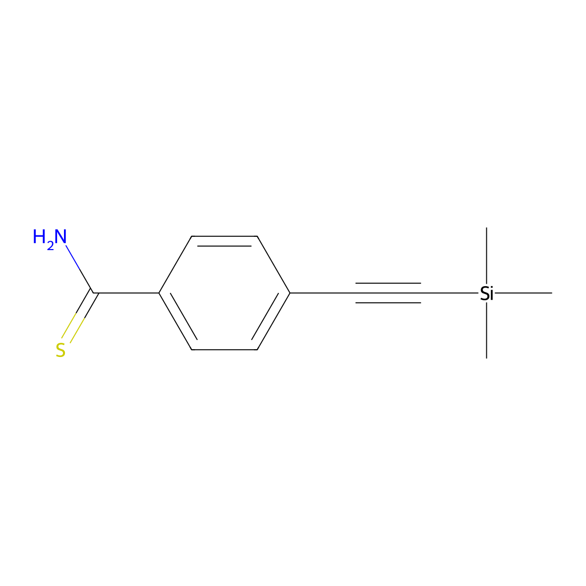 4-[2-(Trimethylsilyl)ethynyl]benzene-1-carbothioamide molecular structure, CAS 187876-99-9