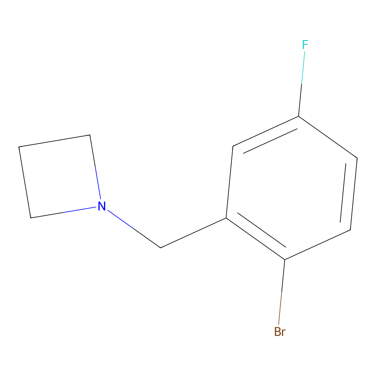 1-[(2-Bromo-5-fluorophenyl)methyl]azetidine molecular structure, CAS 1878811-83-6