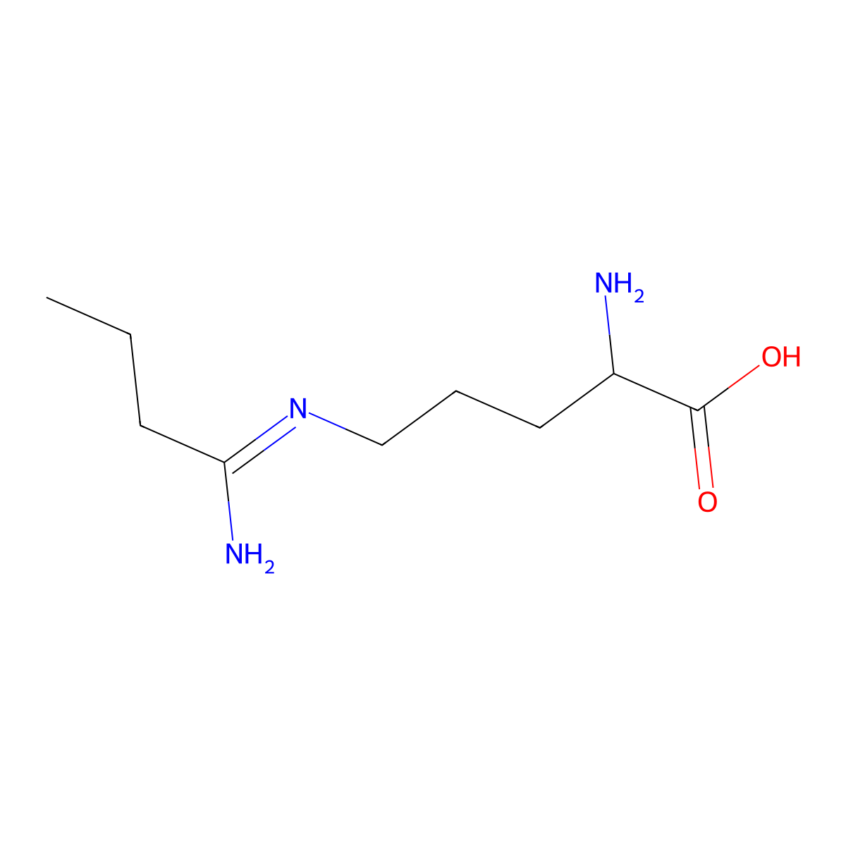 (2S)-2-amino-5-(1-aminobutylideneamino)pentanoic acid molecular structure, CAS 187883-75-6