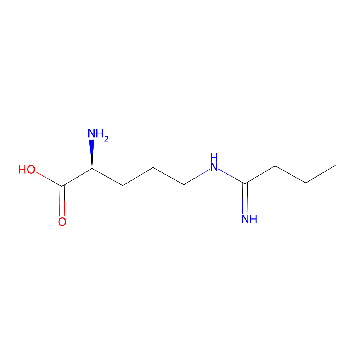 (2S)-2-amino-5-(1-aminobutylideneamino)pentanoic acid molecular structure, CAS 187883-75-6