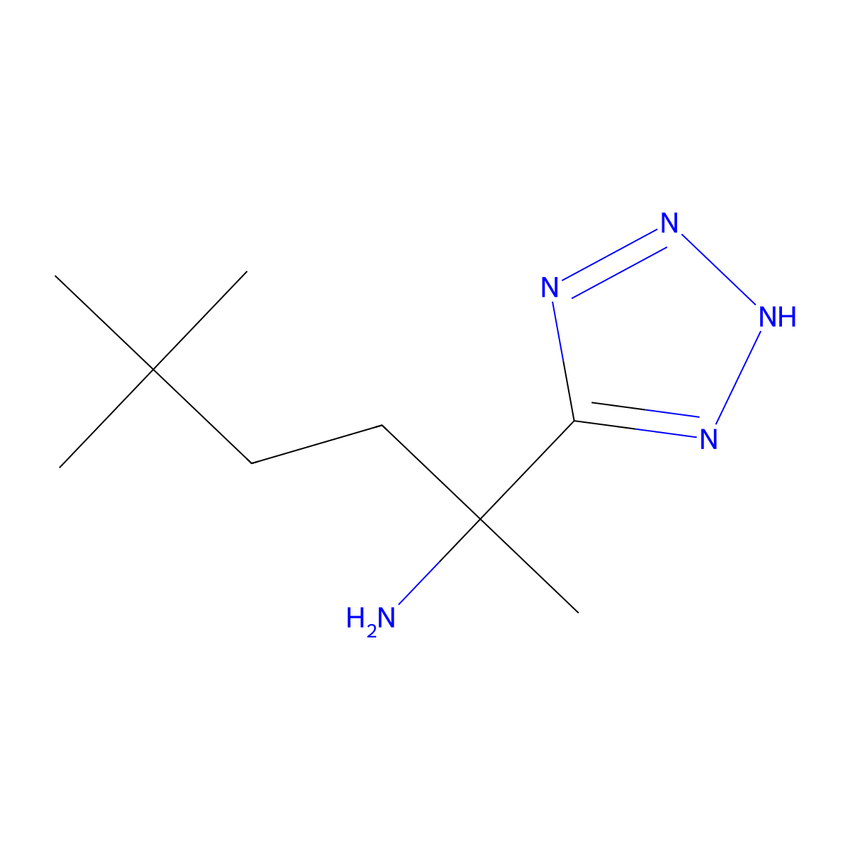 5,5-dimethyl-2-(1H-1,2,3,4-tetrazol-5-yl)hexan-2-amine molecular structure, CAS 1878855-88-9