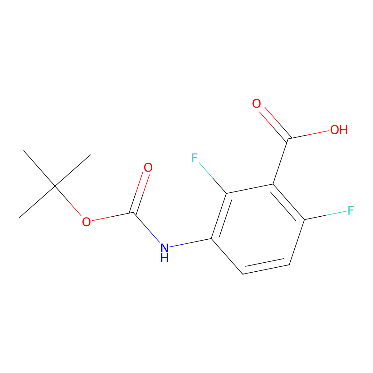 3-{[(Tert-butoxy)carbonyl]amino}-2,6-difluorobenzoic acid molecular structure, CAS 1878862-57-7