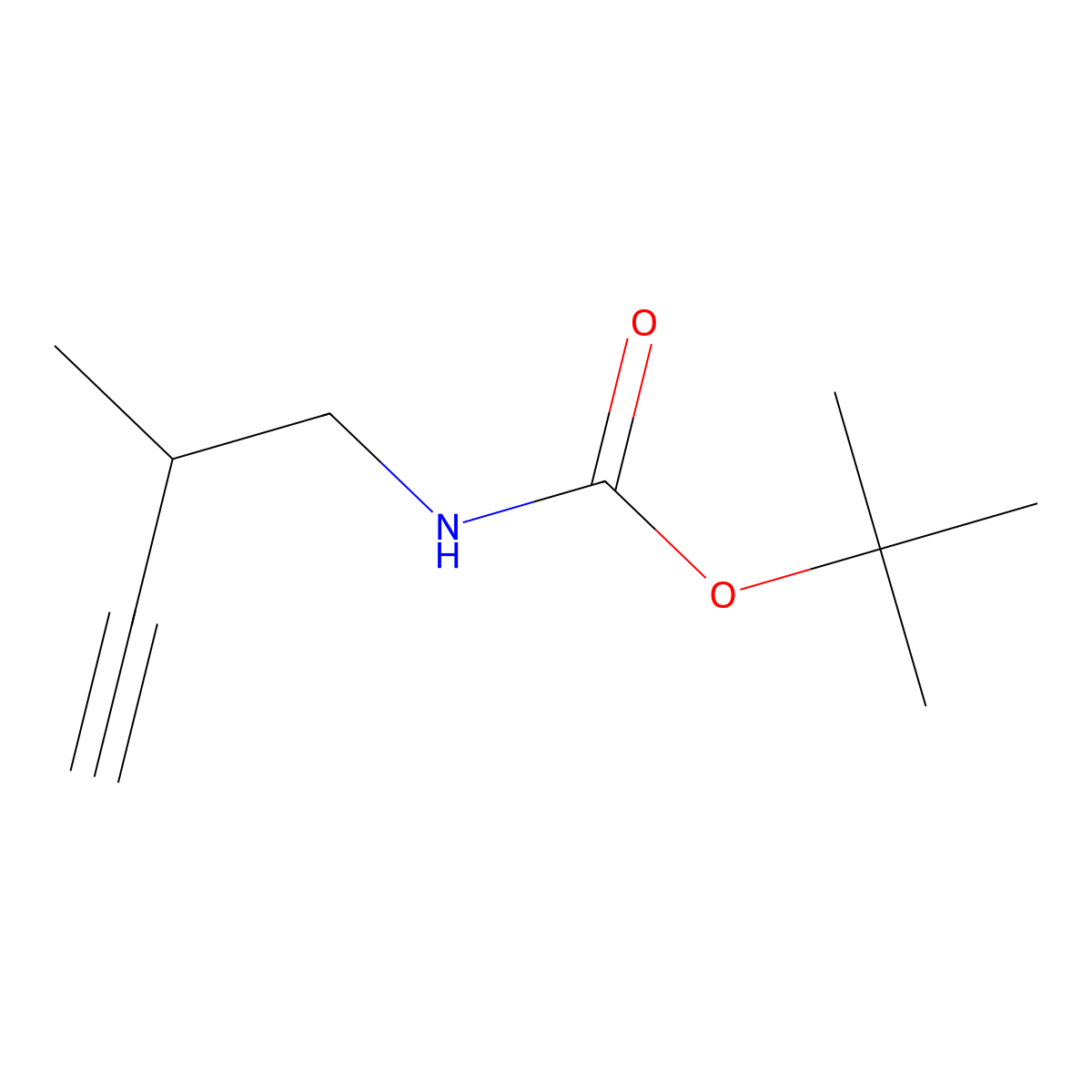 tert-butyl N-(2-methylbut-3-yn-1-yl)carbamate molecular structure, CAS 1878882-69-9
