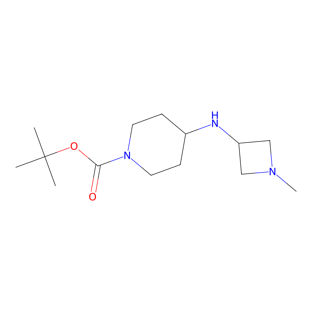 Tert-butyl 4-[(1-methylazetidin-3-yl)amino]piperidine-1-carboxylate molecular structure, CAS 1878939-86-6