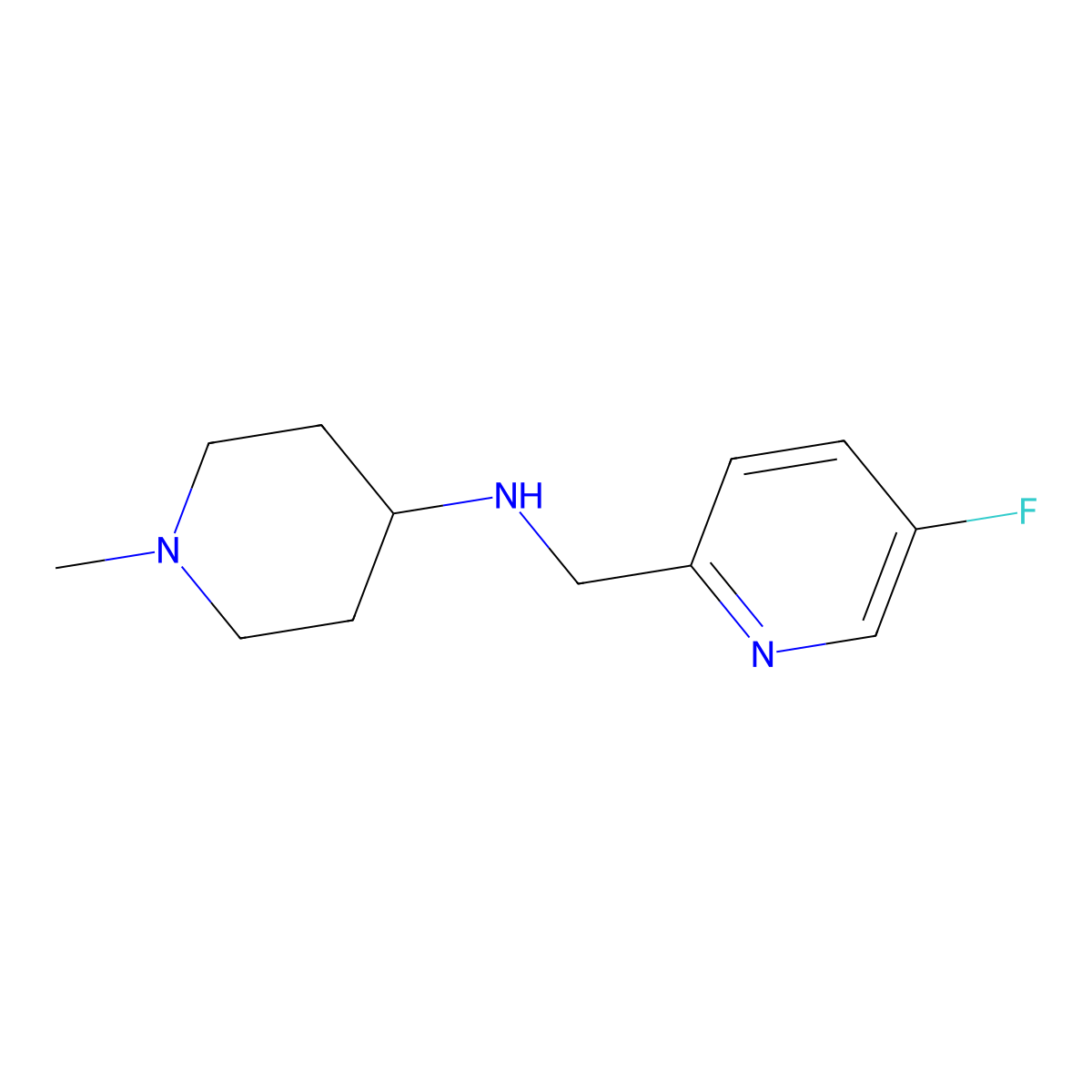 N-((5-fluoropyridin-2-yl)methyl)-1-methylpiperidin-4-amine molecular structure, CAS 1878946-25-8