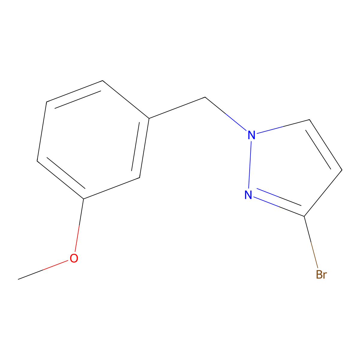 3-bromo-1-((3-methoxyphenyl)methyl)-1H-pyrazole molecular structure, CAS 1878969-70-0