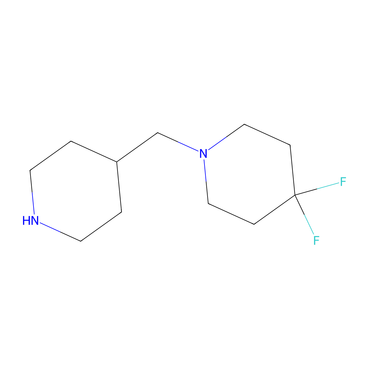 4,4-Difluoro-1-piperidin-4-ylmethyl-piperidine molecular structure, CAS 1878970-42-3