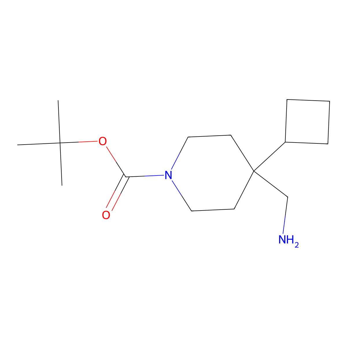 Tert-butyl 4-(aminomethyl)-4-cyclobutylpiperidine-1-carboxylate molecular structure, CAS 1878971-50-6