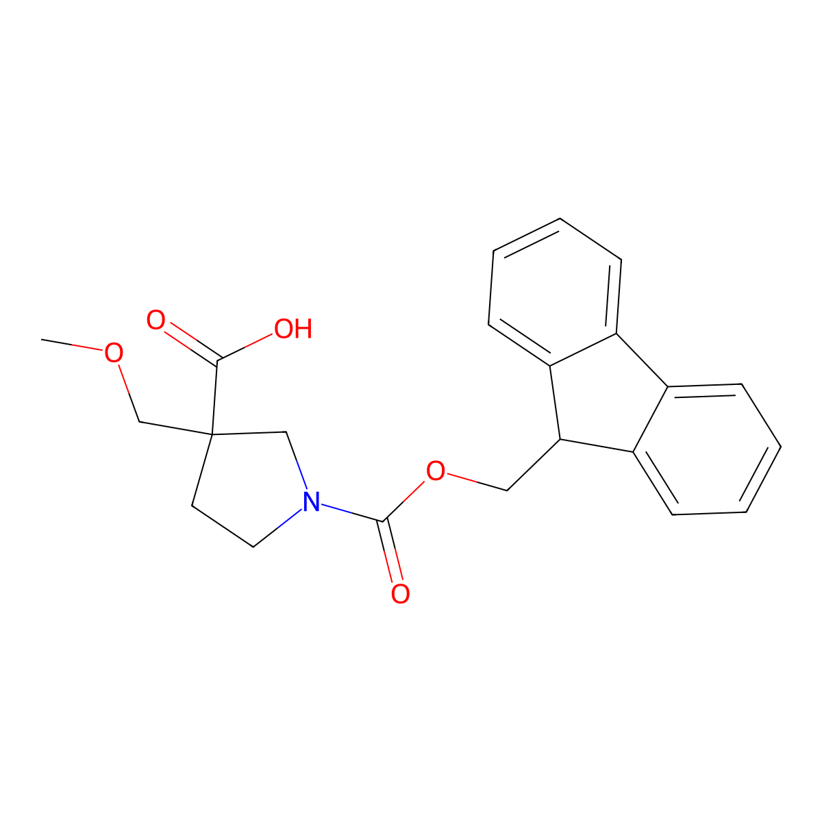 1-{[(9H-fluoren-9-yl)methoxy]carbonyl}-3-(methoxymethyl)pyrrolidine-3-carboxylic acid molecular structure, CAS 1878982-02-5
