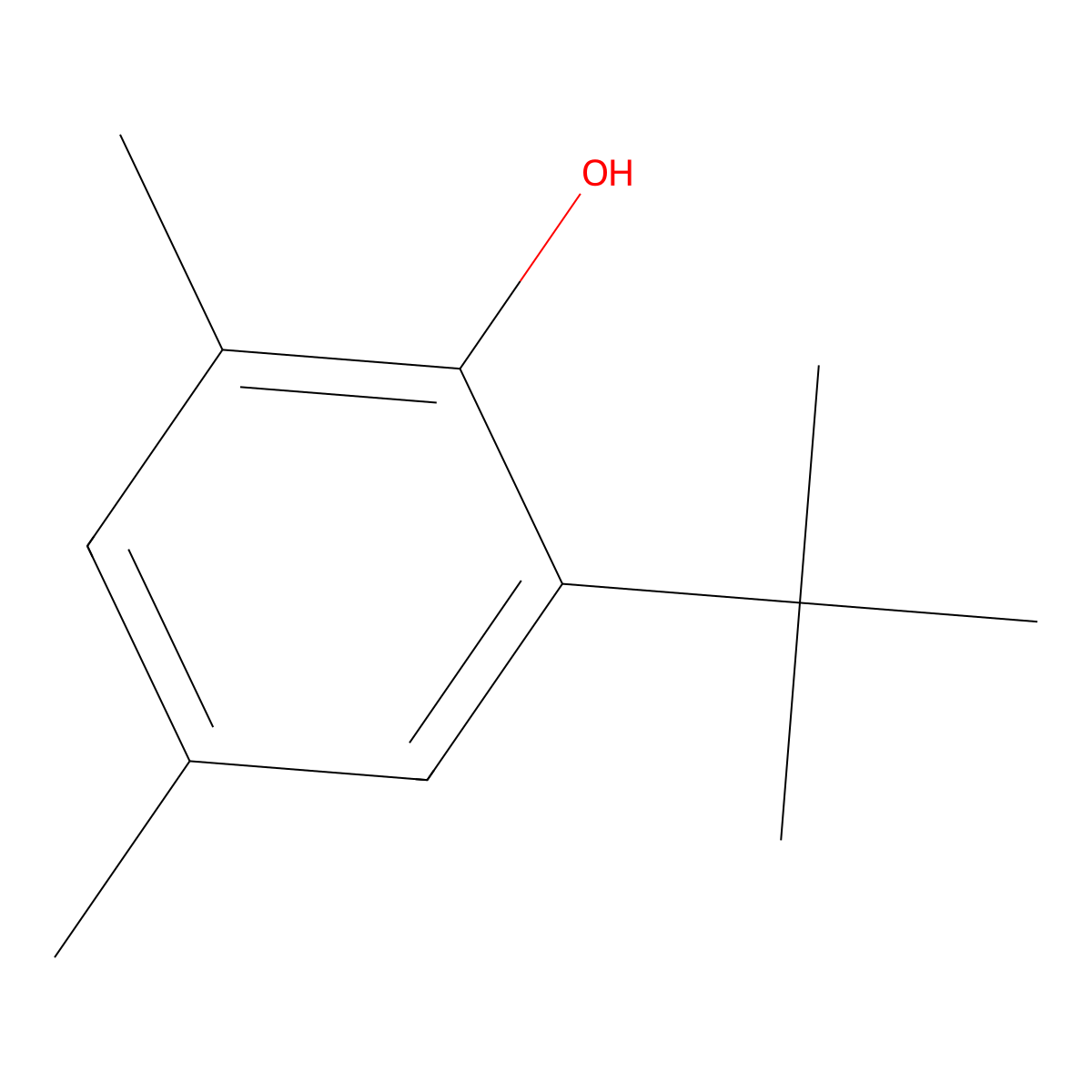2,4-Dimethyl-6-tert-butylphenol molecular structure, CAS 1879-09-0