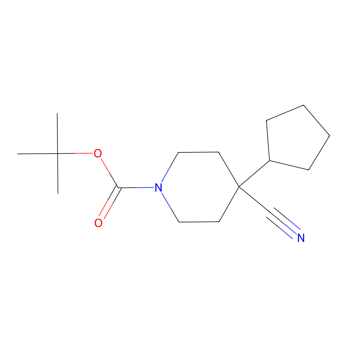 Tert-butyl 4-cyano-4-cyclopentylpiperidine-1-carboxylate molecular structure, CAS 1879025-69-0