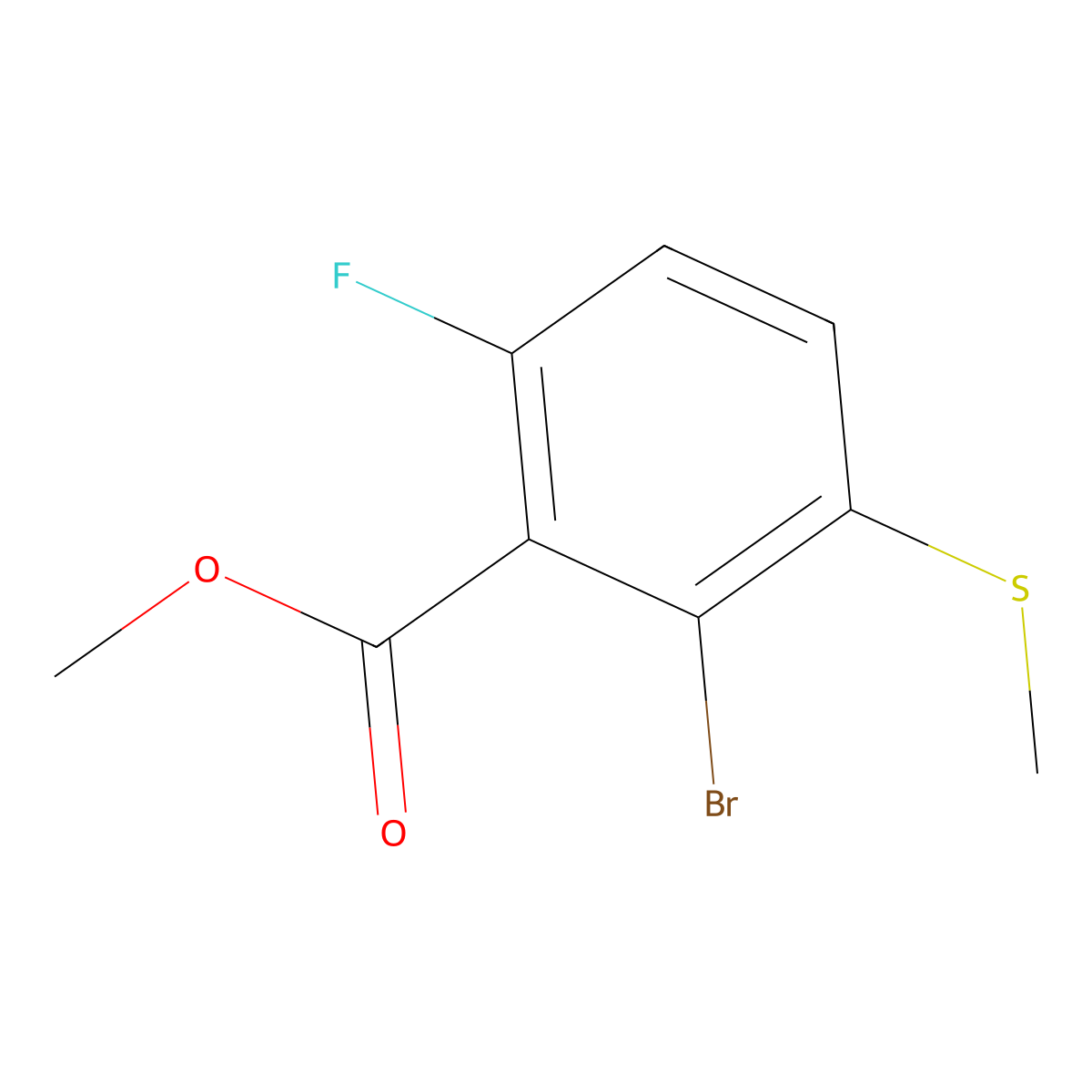 Methyl 2-Bromo-6-fluoro-3-(methylsulfanyl)benzoate molecular structure, CAS 1879026-08-0