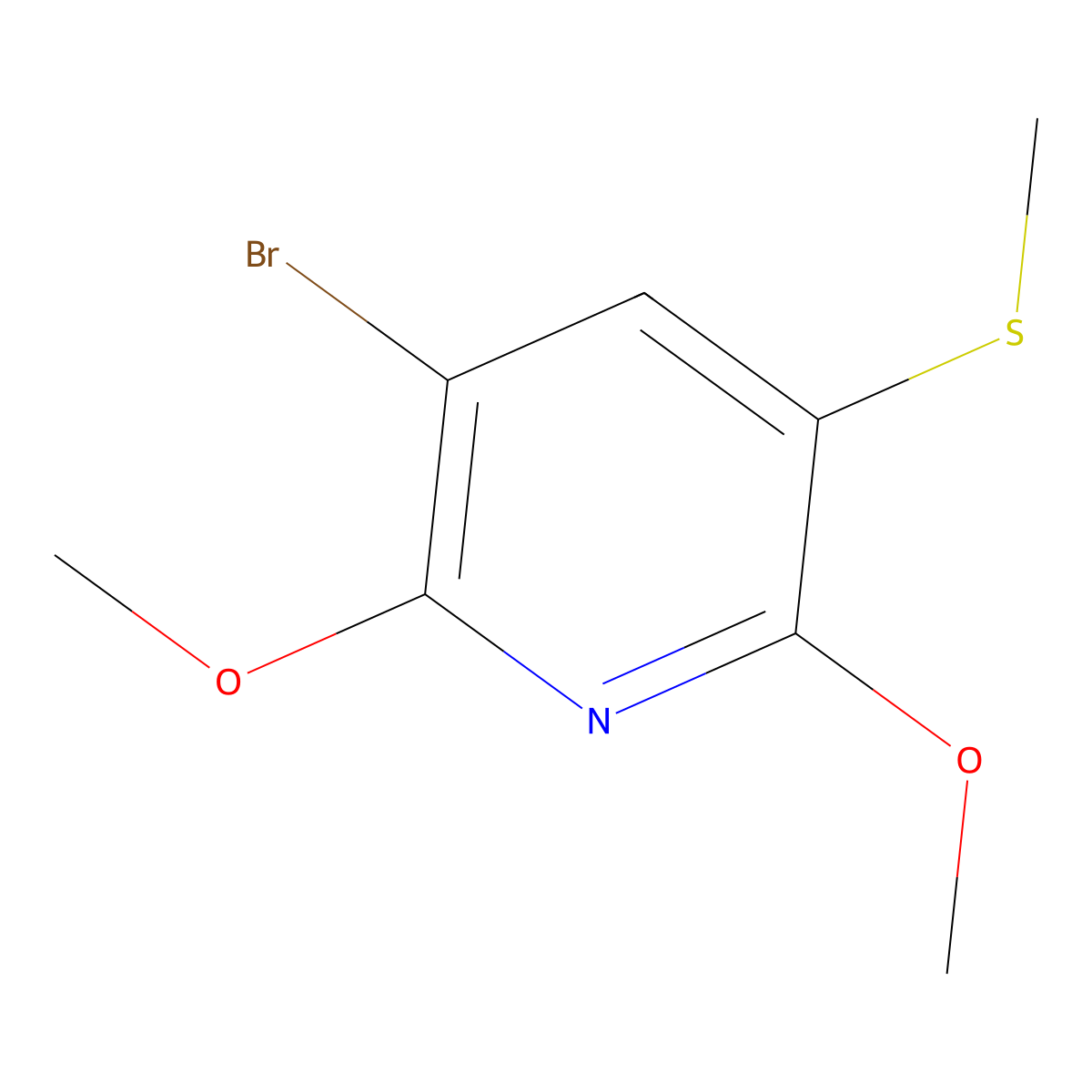 5-Bromo-2,6-dimethoxy-3-methylsulfanylpyridine molecular structure, CAS 1879026-16-0