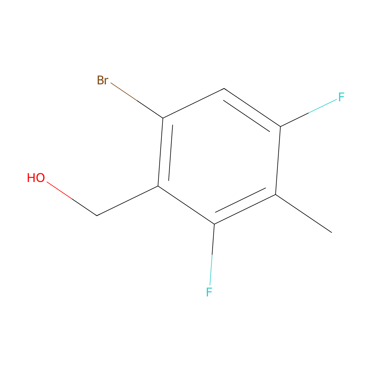6-Bromo-2,4-difluoro-3-methylbenzyl alcohol molecular structure, CAS 1879026-23-9