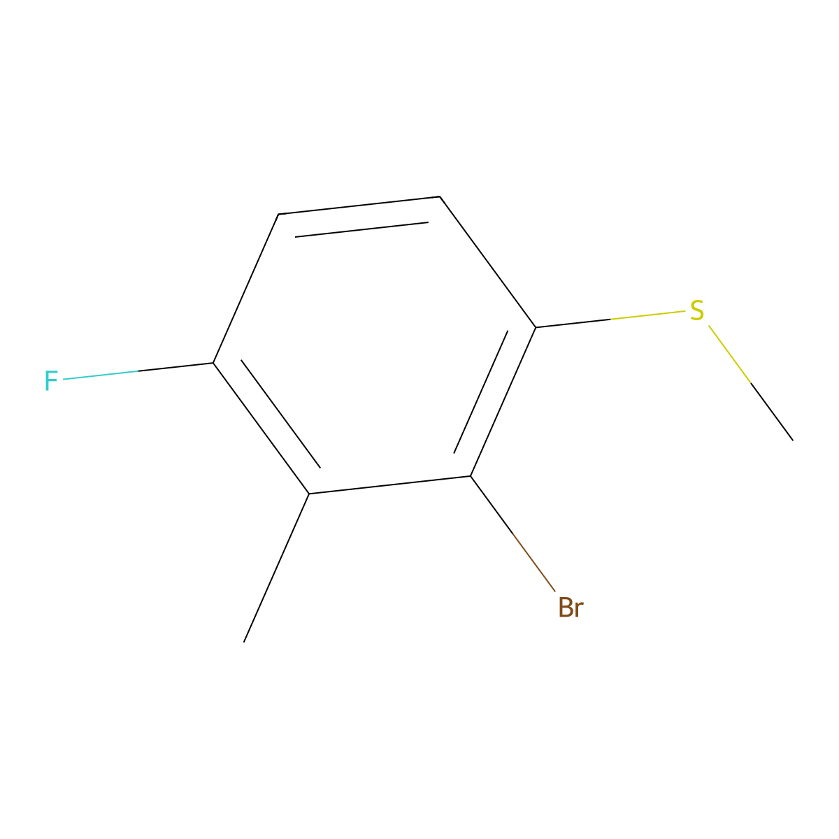 2-Bromo-4-fluoro-3-methyl-1-(methylthio)-benzene molecular structure, CAS 1879026-25-1