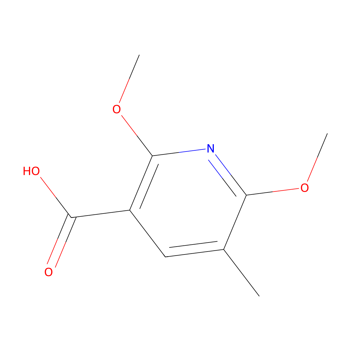 2,6-Dimethoxy-5-methylpyridine-3-carboxylic acid molecular structure, CAS 1879026-28-4