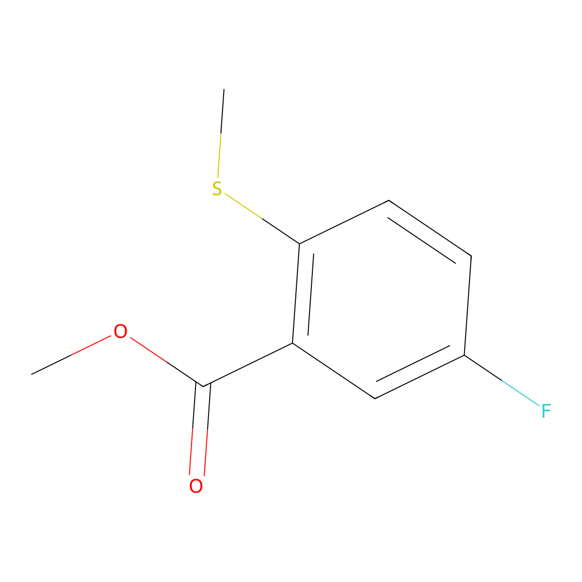 Methyl 5-fluoro-2-(methylthio)benzoate molecular structure, CAS 1879026-30-8